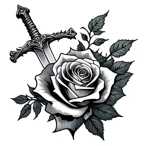 Sword And Rose Wrapped