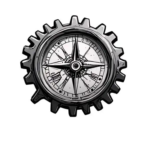 Cog Wheels And A Clock Or Compass
