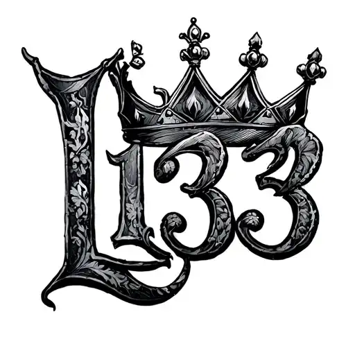 Letter L Number 13 3 Crowns Small Black