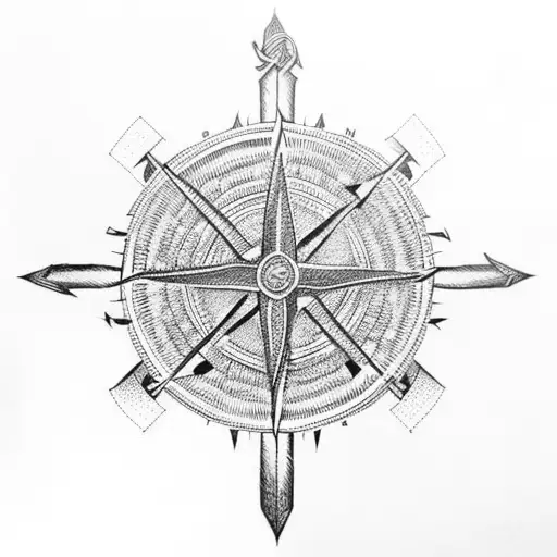 An Intricate Viking Compass With Motivational Quotes