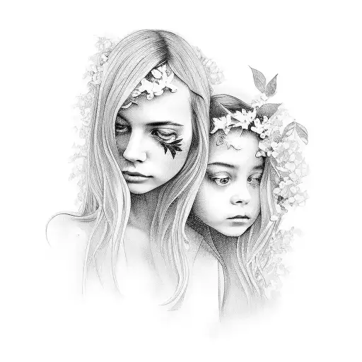 Music Themed Tattoo For A Dad With Two Daughters Wrapped In A Bougainvillea