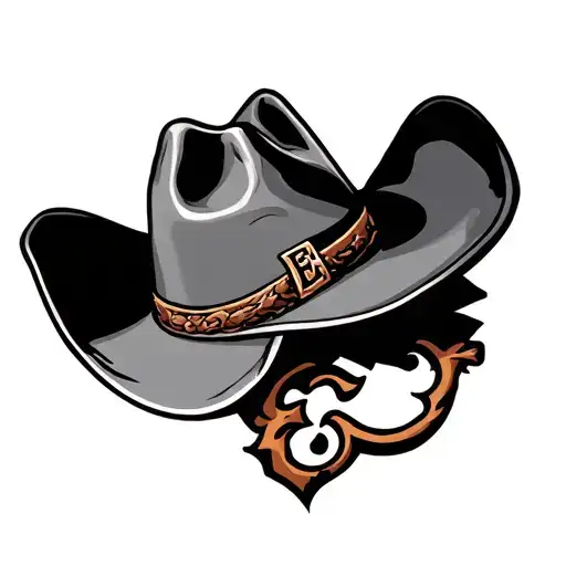 E Mck Cowboy Hat On Top Of The E