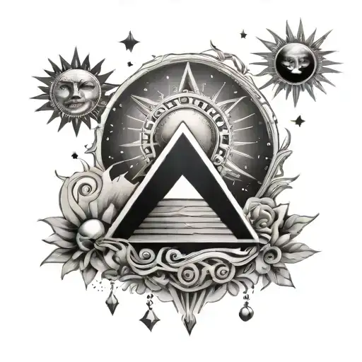 Pyramid Sun Moon Stars