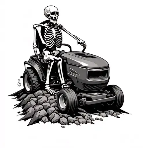 The Mower On A Mountain Of Skeleton Skull