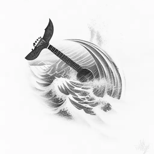 Ocean Rolling Into Guitar Surrounded By Wilderness