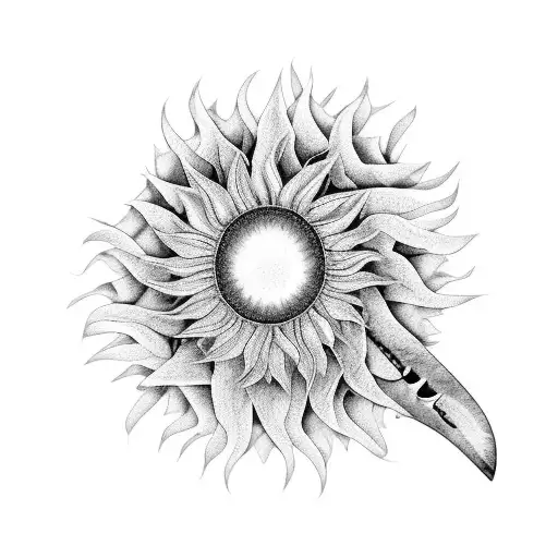 Ocean Rolling Into Guitar With Sunflower Wrapped Around