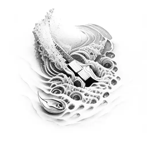 Ocean Rolling Into Guitar