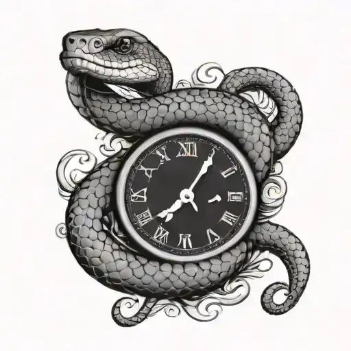 Snake And Clock Swallowing It's Tail