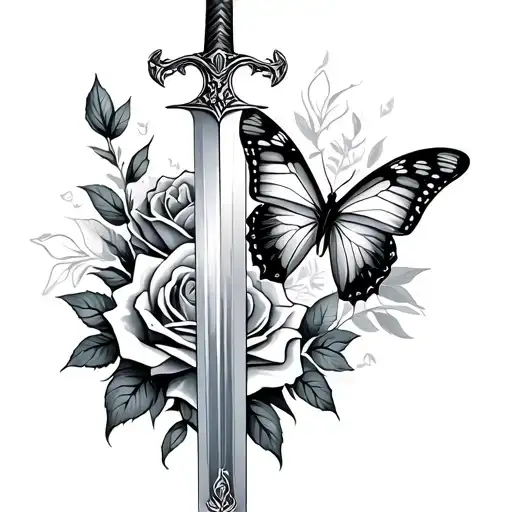 Rose Sword And Butterfly