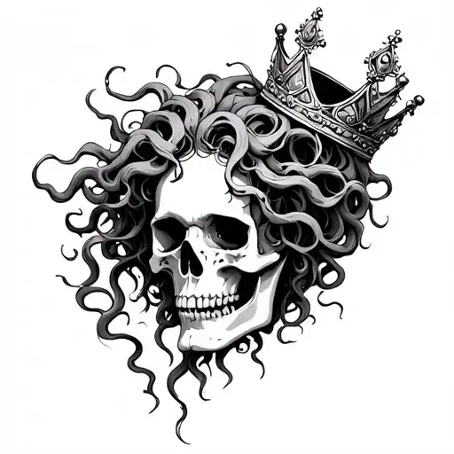 Medusa And Skull Wearing A Crown