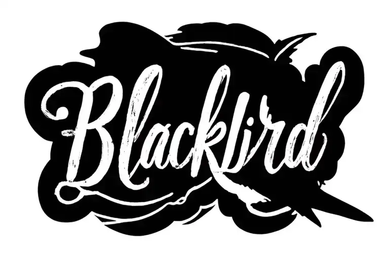 The Word 'Blackbird' Written In Cursive With A Bird Silhouette At The End