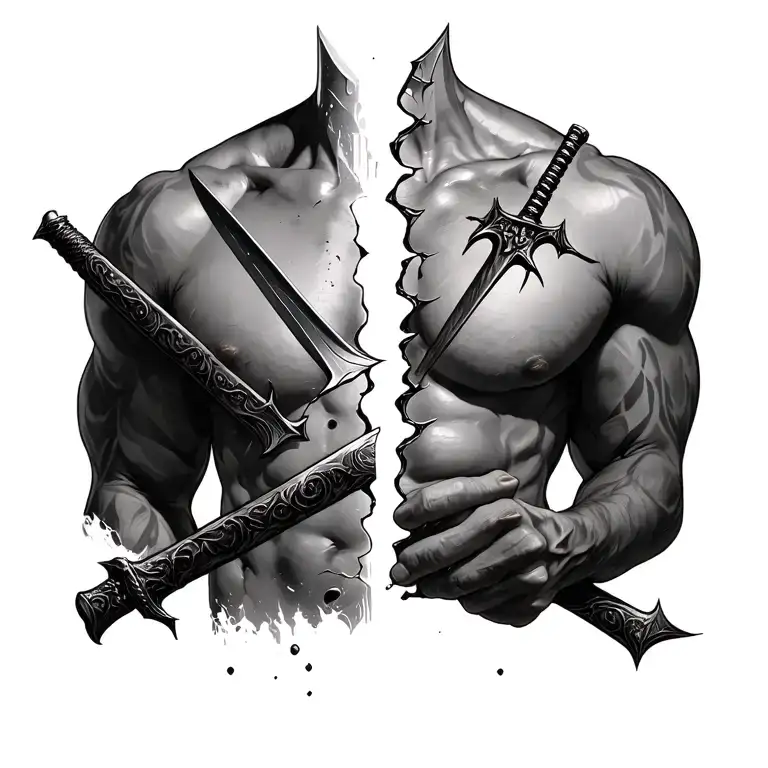 Sword Broken In Half Chest