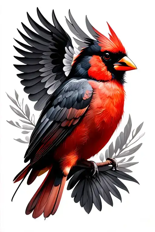 Realistic Cardinal Flying