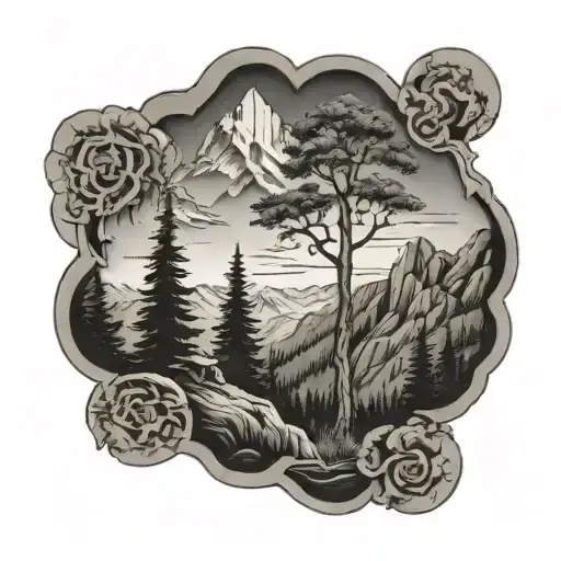 Tree And Mountains Inside