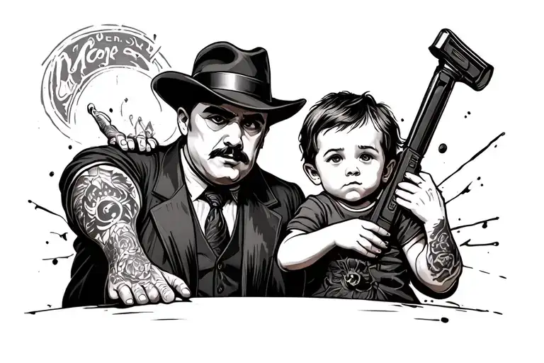 Mafia Boss And Little Kid Holding