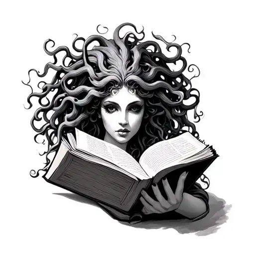 Medusa Holding Open Book Surrounded