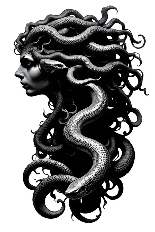 Medusa Side View With Snakes