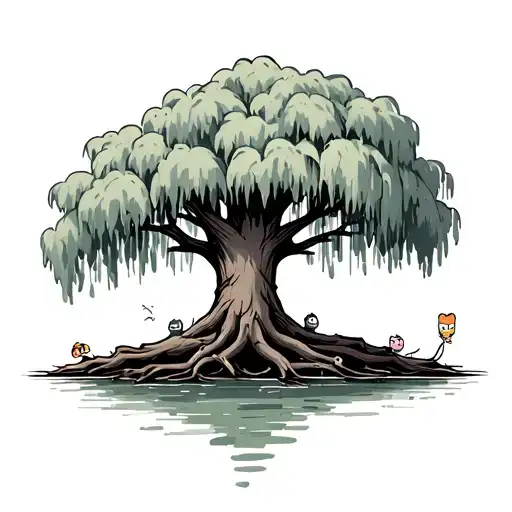 Weeping Willow Tree With Nutty From Happy Tree Friends