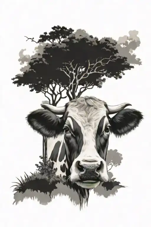 Holstein Cow And Tree