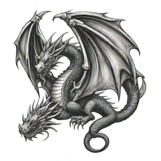 Matching Simple Black And White Dragon
