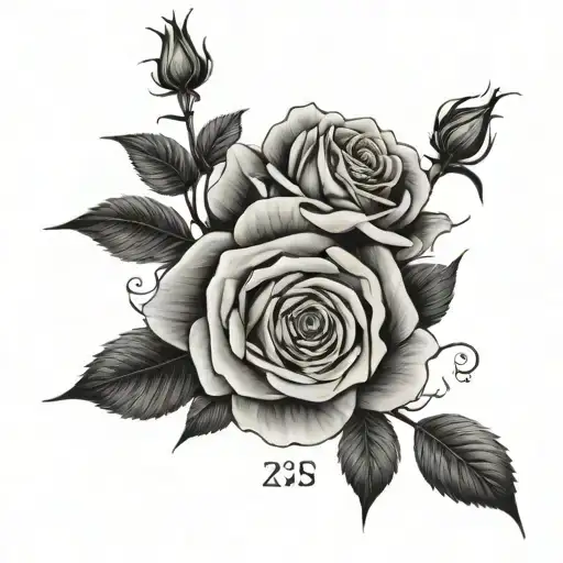 Roses And Roman Numerals Of The Date Aug 27 2023