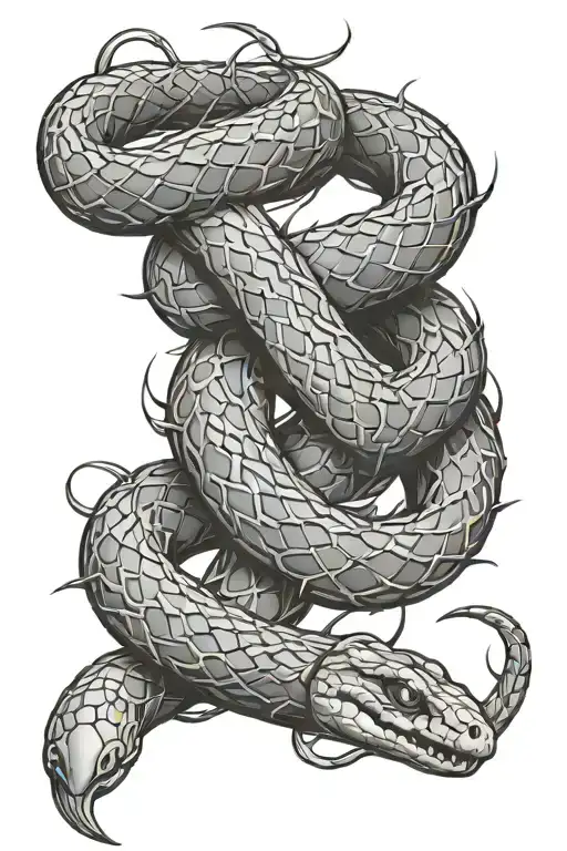 Snake And Barbed Wire Wrapped