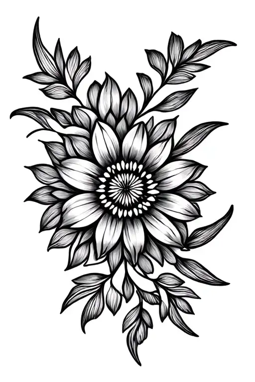 Flower Mandala Design Line Work