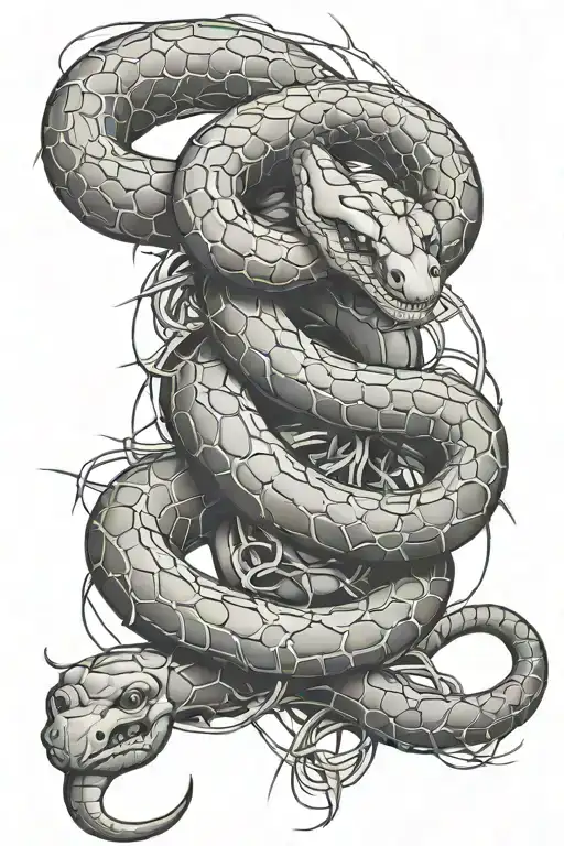 Snake And Barbed Wire Wrapped