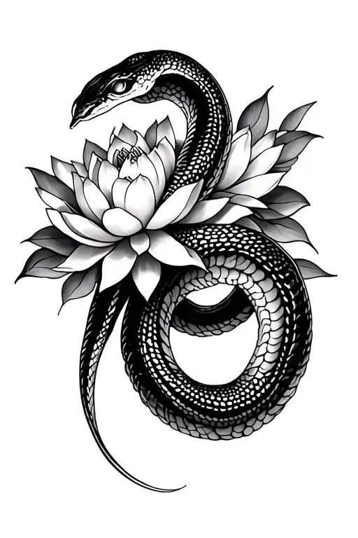 Feminine Snake And Lotus