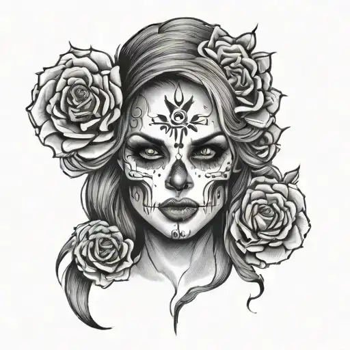 Half Skull Half Beauty Women Face