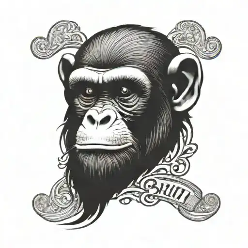 Simple Monkey Head With Text Around