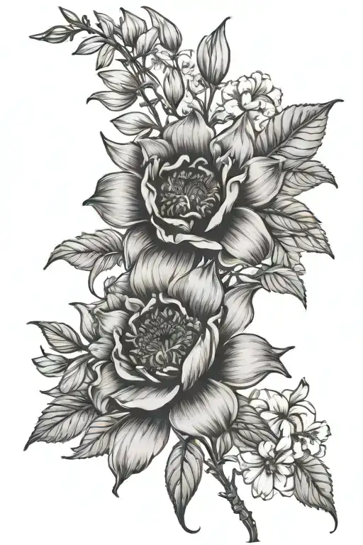 Birth Flower With Name Incorporated