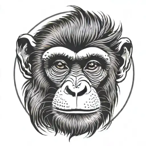 Simple Monkey Head In Circle