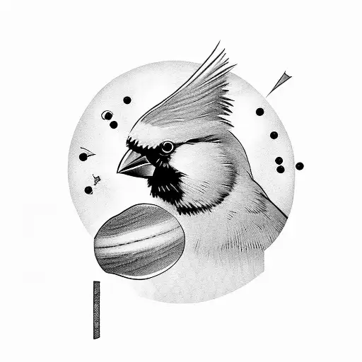 Cardinal Bird With Planets In Background