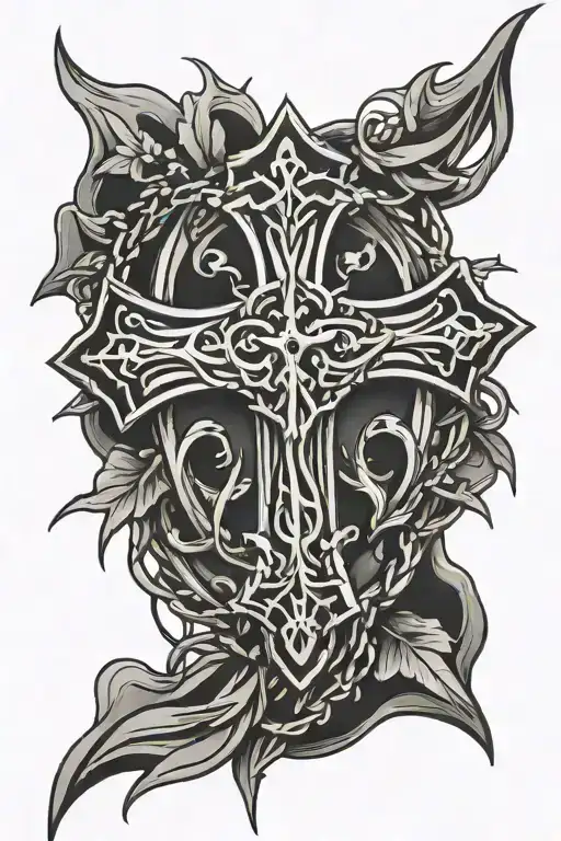 Cross With Crown Of Thorns Around It