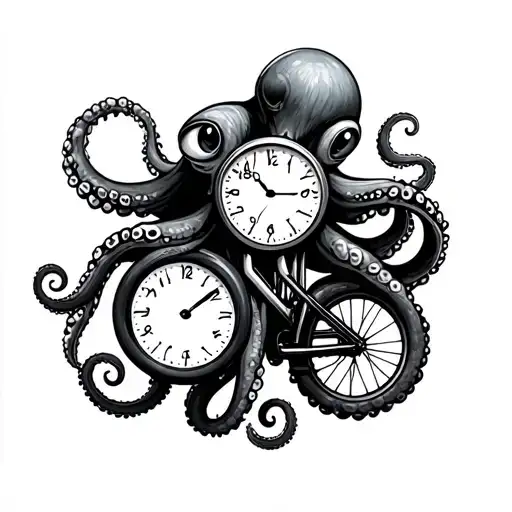 Clock Octupus Riding A Gravel Bike