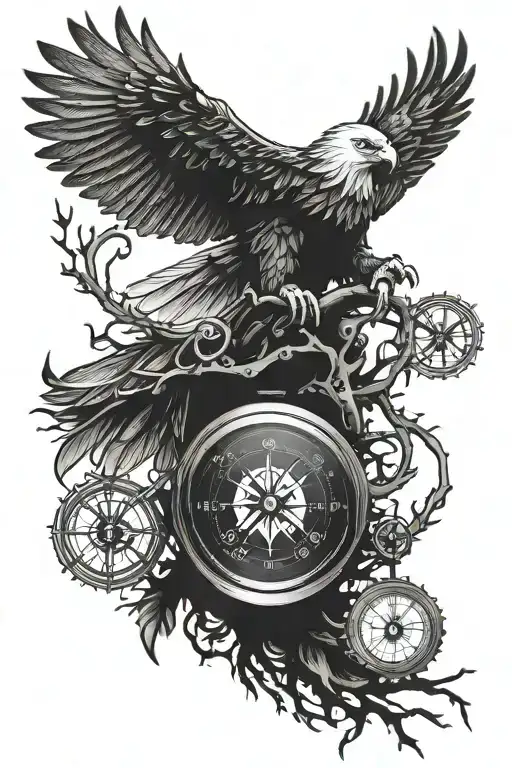 Eagle Hand Tree Compass Motorcycle
