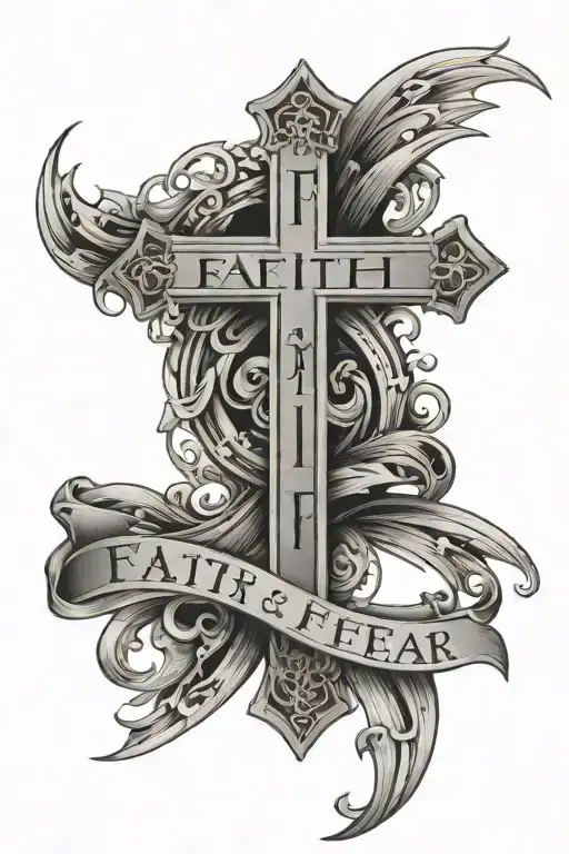 A Cross Made Out Of The Words Faith Over Fear