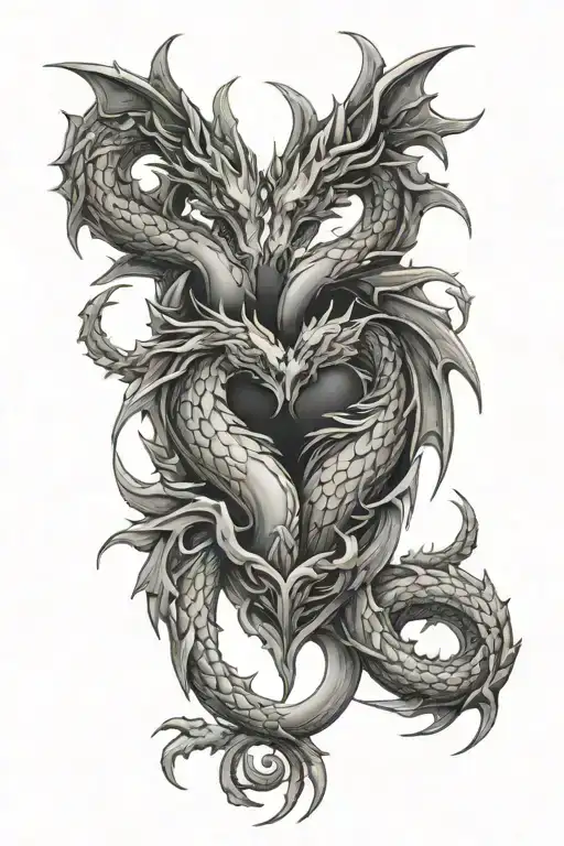 Twin Dragons Shaped Into Heart