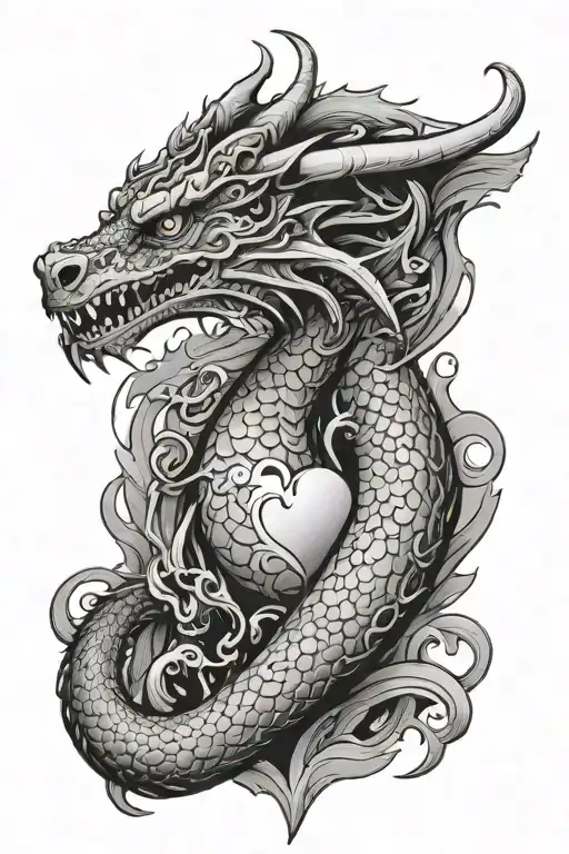 Dragon Shaped Into Half Heart
