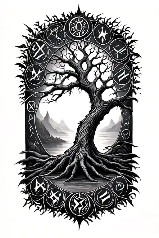 Norse Tree Of Life With Runes