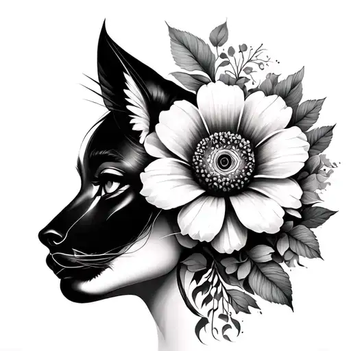 Womens Face Animal Flower