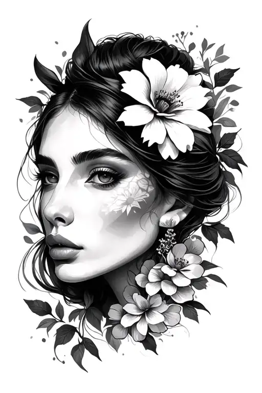 Womens Face Animal Flower