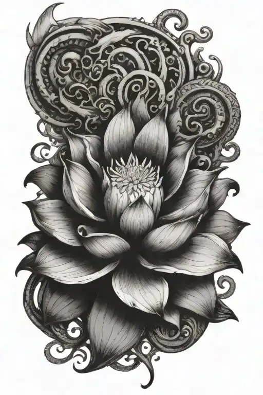 Lotus Flower Amd Medusa Raise From It Rays Go