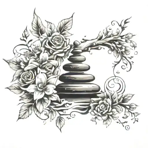 Spine Tattoo Of Spiritual And Flowers And Water And Traveling