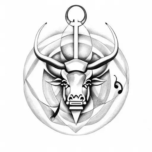 A Taurus Zodiac Symbol Formed By Musical Instruments