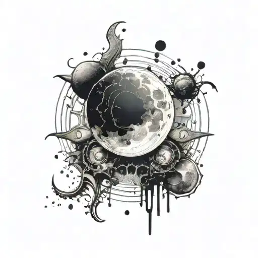 Spine Tattoo Of Moon Phases Forming