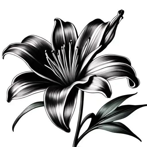 Airbrushed Lily Inf Flower Fine Line Drawing