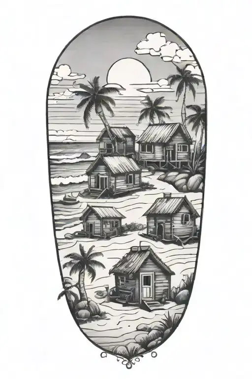 Troicak Beach With Four Small Huts On It