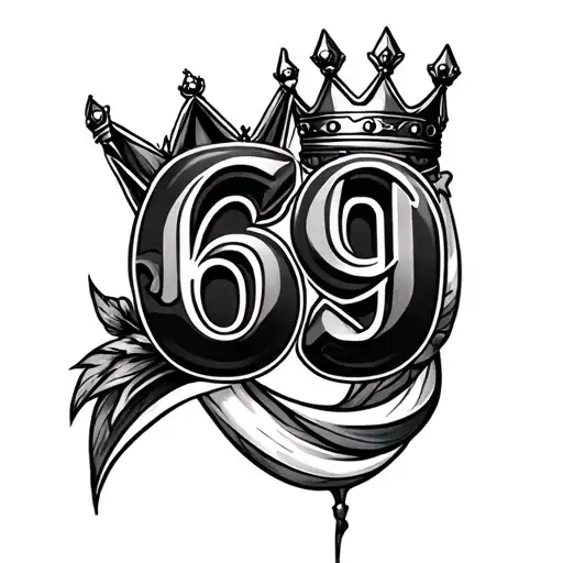Number 69 With Initials Jk Witht Crown